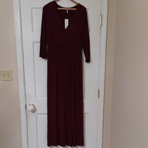Mother Bee Maternity Deep Red Maxi Dress
